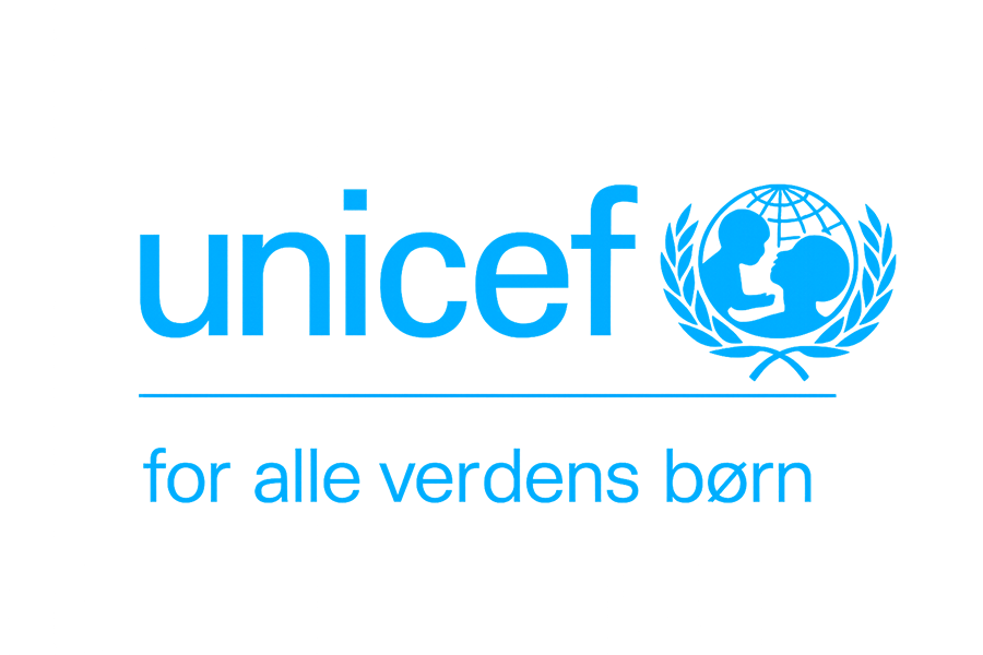 UNICEF-inspireret logo med teksten “for alle verdens børn”